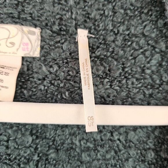 Free People Poncho Sweater Womens One Size Teal/Rose Stripe Bohemian Tasseled - Picture 5 of 7